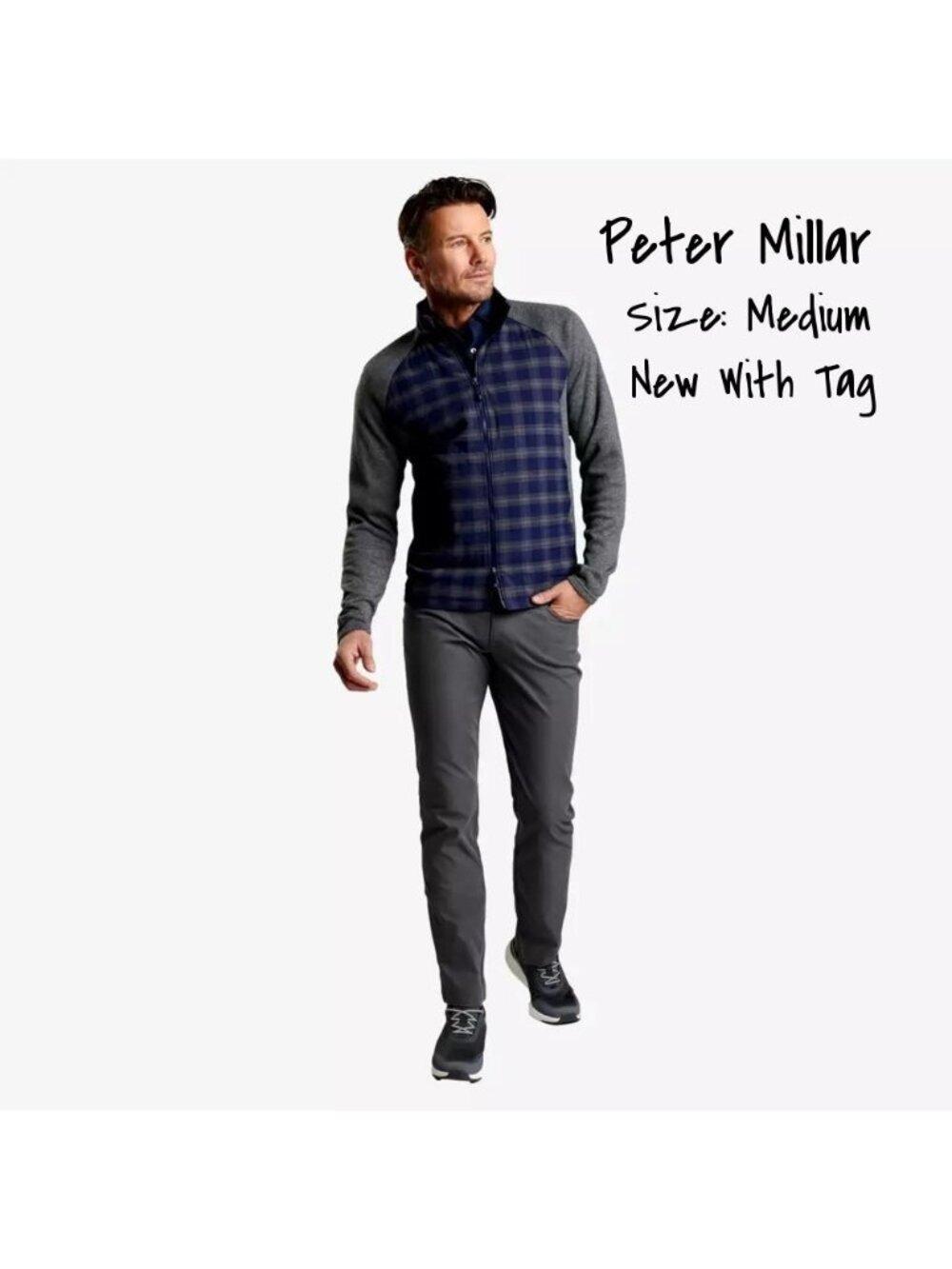 Peter Millar Golf Jacket Navy Flannel Size Medium New With Tag